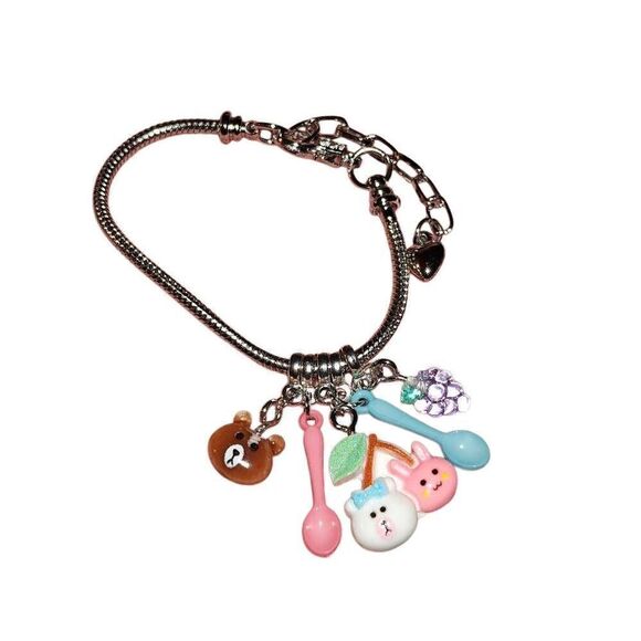Kawaii Teddy Bear Charm Bracelet - Picture 1 of 3